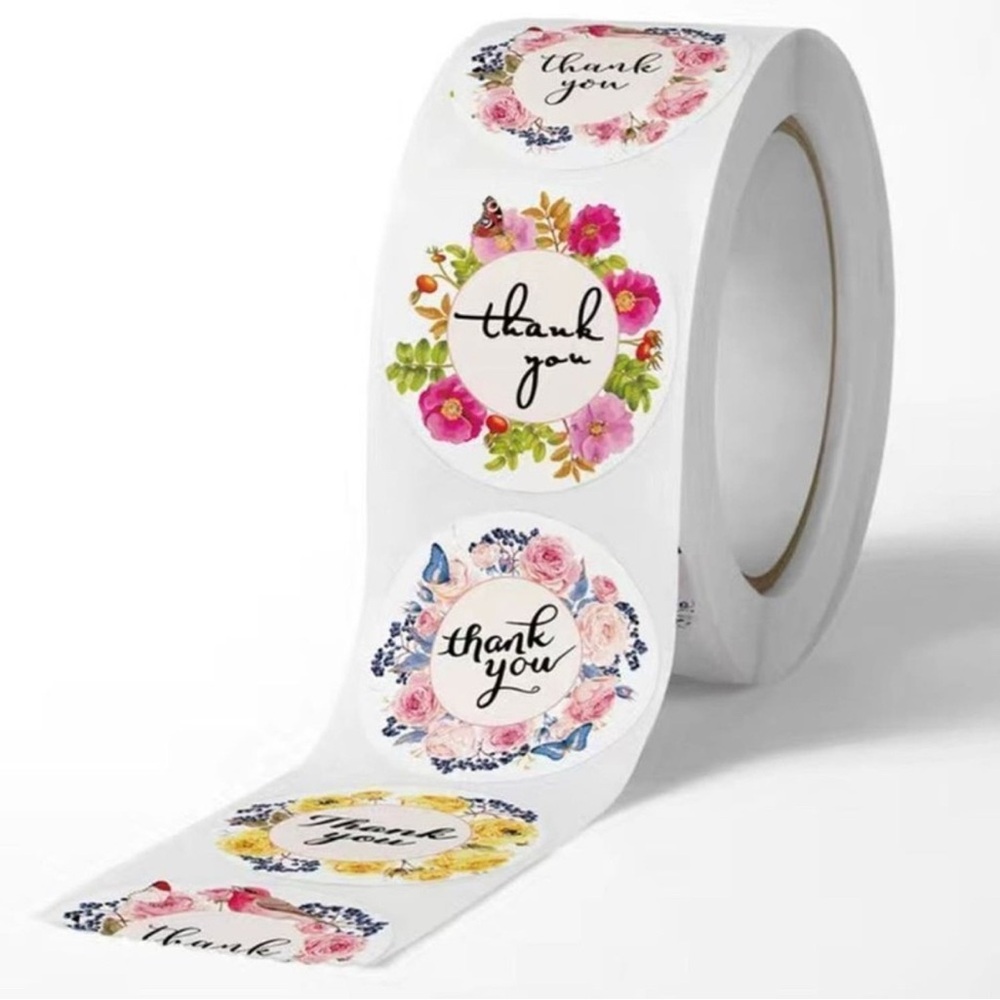 THANK YOU 🌸FLORAL🌸 500pcs ROUND STICKER ROLL 🌟NWT🌟